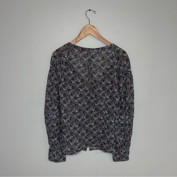 Joie Blouse Women's Size Medium Misty Lilac Ditsy Purple Long Sleeve Cotton Top - Picture 10 of 13